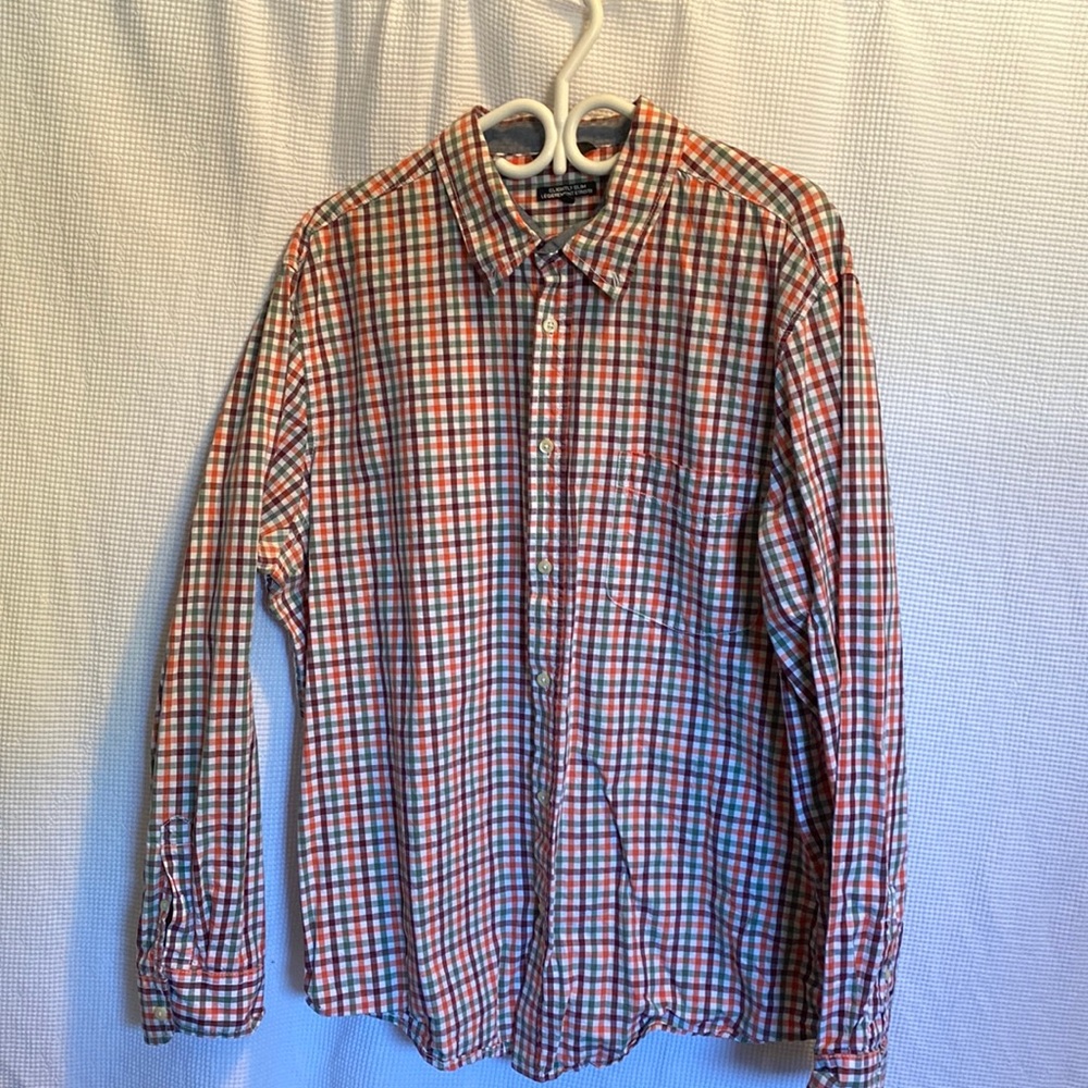 George orange plaid slightly slim fit shirt